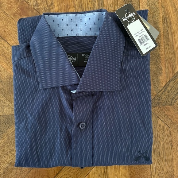 Hard Rock Cafe Other - Hard Rock Cafe Men's Navy Patterned Dress Shirt